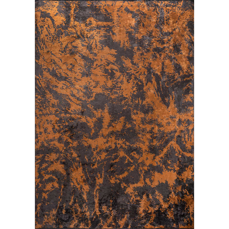 Williston Atilus Brick Abstract Cotton Machine Made Area Rug